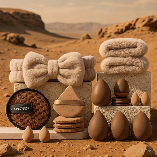 Deluxe Coffee Brown Makeup Sponge & Skincare Accessory Set