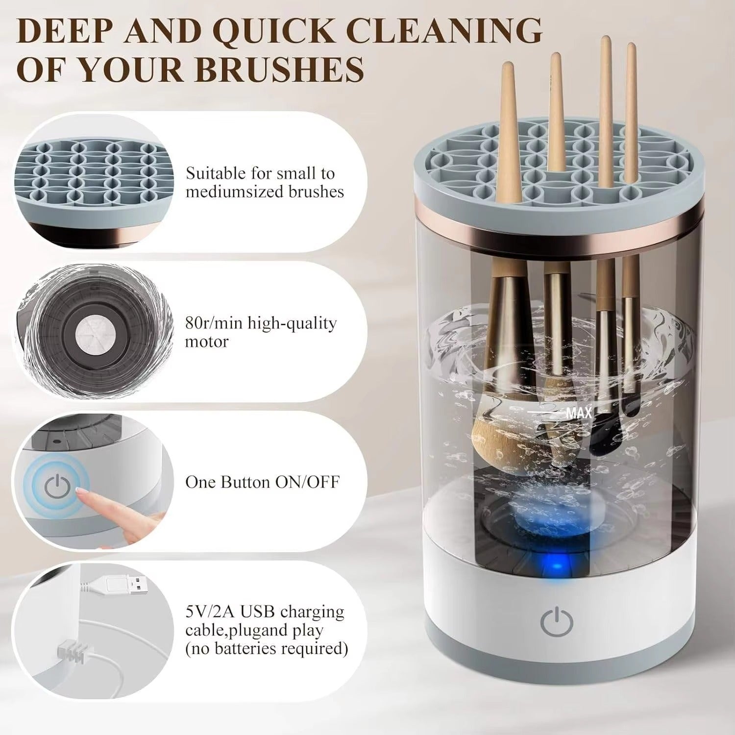 Automatic Electric Makeup Brush Cleaner + FREE 28 Brush Makeup Set